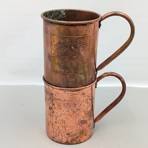 (2) Paykoc Imports Hand Crafted In Turkey Copper Moscow Mule Mug Vintage